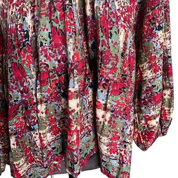 Bucket List Woman's Top Size S Boho Peasant Flowy Oversized V-neck Tiered - Picture 9 of 16